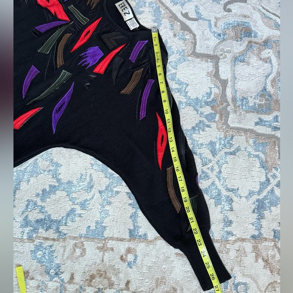 Erez Vintage Sweater with Leather Patches and Beading Size Small - Picture 8 of 9